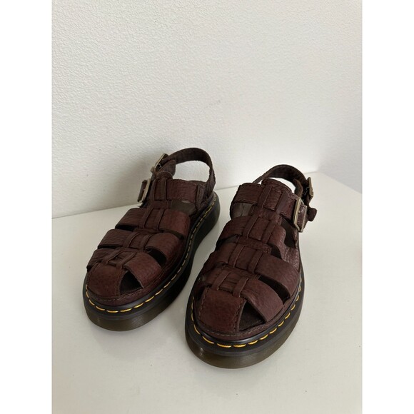 Dr. Martens Wrenlie Fisherman Leather Strap Sandals Platform Dark Brown Men\'s 7 main image 13